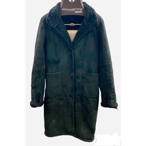 Utex Design Petite Jacket Womens Sz Medium Black Faux Fur Lining Button Up Coat